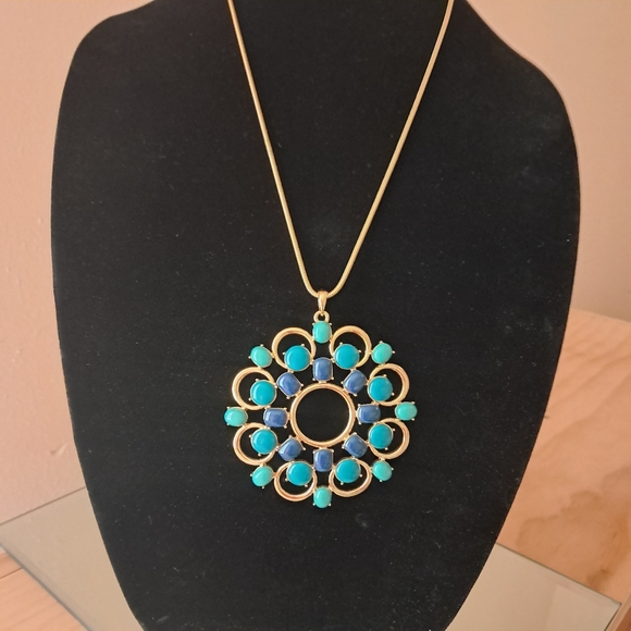 TrinaTurkElegant Gold and Turtke BluePendant Necklace